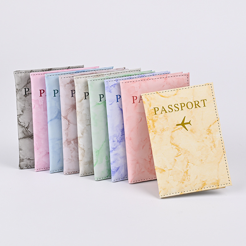 Travel Accessories Passport Holder - Macaron Color Marble Pattern Passport Covers