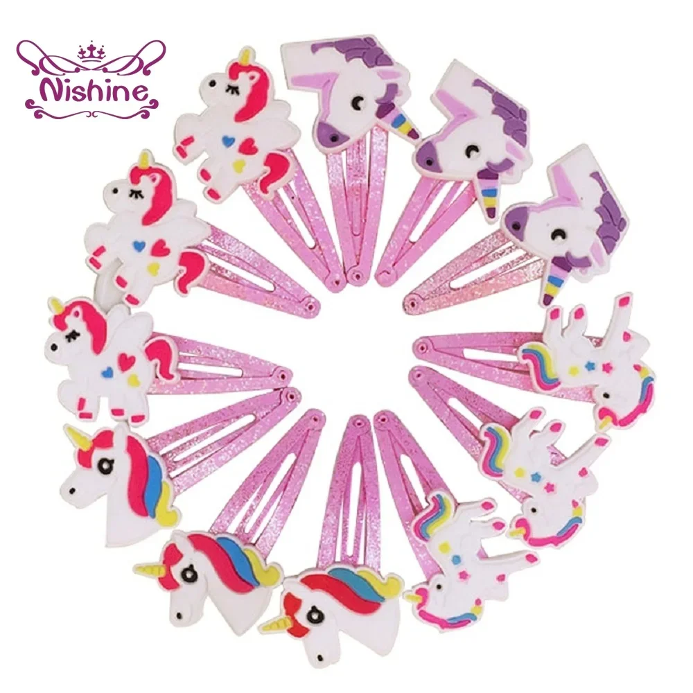 Travel Accessories For 3 Year Old - Nishine 10pcs/lot Unicorn Hair Clips Cartoon