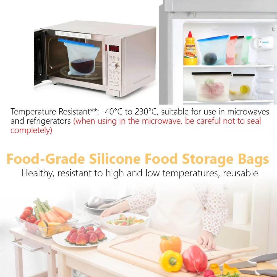1000ml Reusable Silicone Food  - Reusable Zip Bag review and price