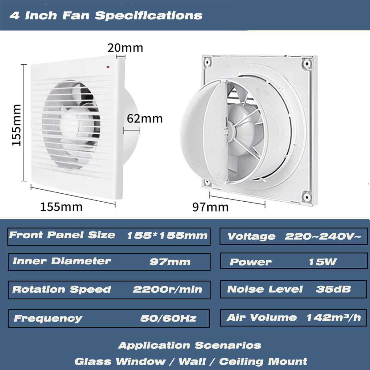 4 Inch Silent Window Mount Exh - Travel Accessories Uk review and price