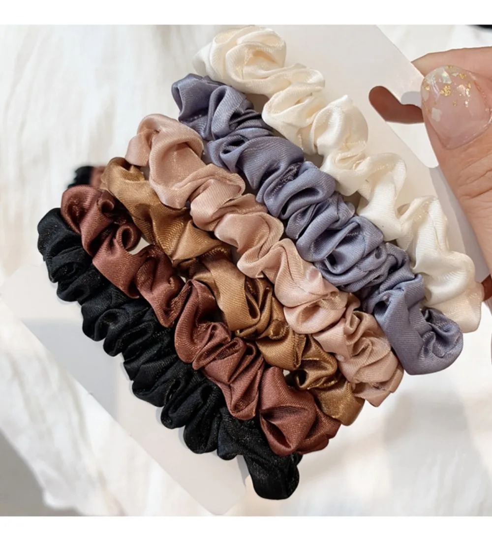 6Pcs Soft Satin Hair Scrunchie - Travel Accessories Girls review and price